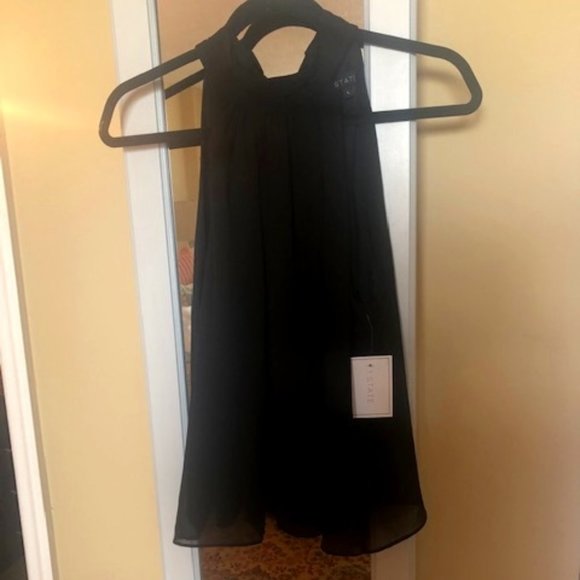 1. State Black Chiffon Tie Back Halter Top Size L - NWT - Picture 2 of 5